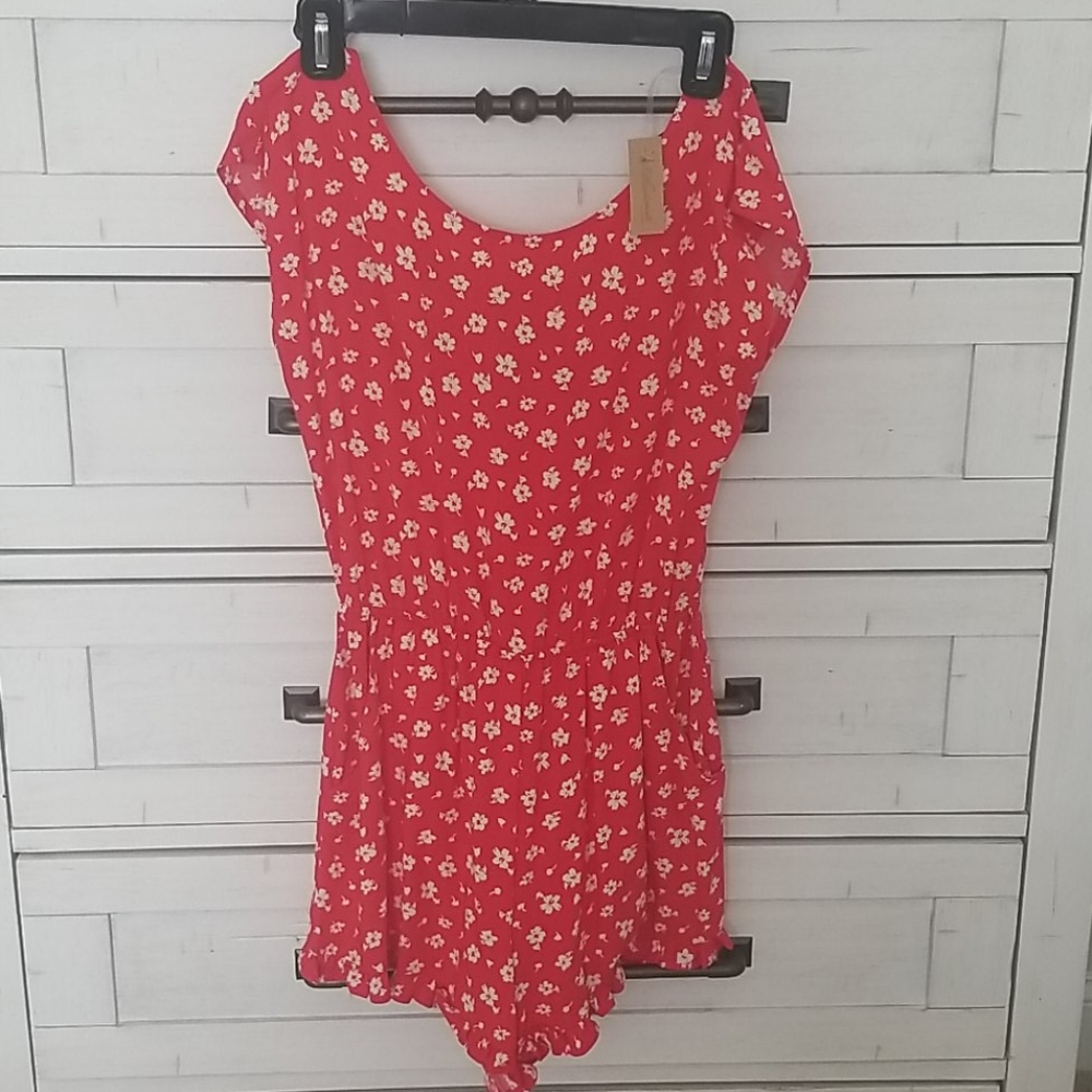 Fun Red Floral Romper